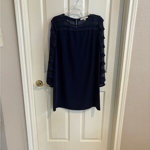 LOFT Midnight Blue Dress with Sheer Accents